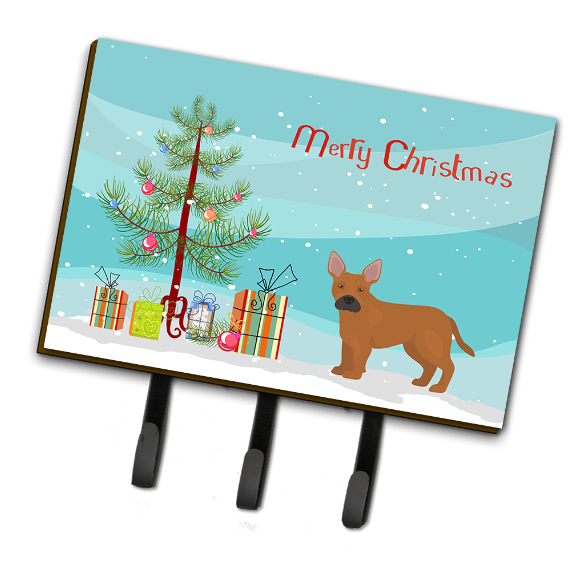 Caroline'S Treasures Tan French Bulldog Pit Bull Mix Christmas Tree Leash Or Key Holder Hooks, Multicolor